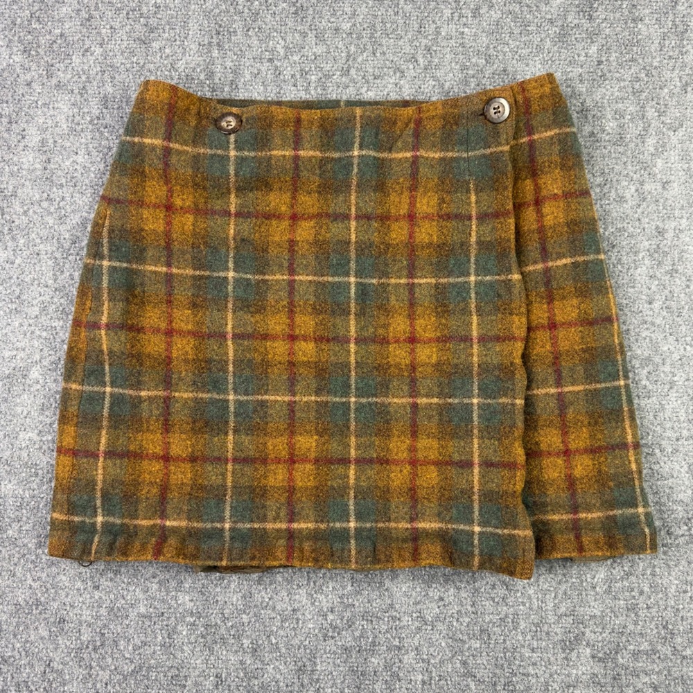 Style & Co Mini‎ Skirt 14P Wool Blend Plaid Wrap Preppy Academia Classic Y2K